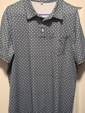 Men's Navy Geometric Short-Sleeve Polo
